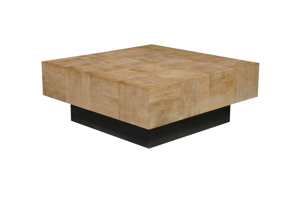 Brown and Black Solid Wood Square Block Coffee Table By Homeroots | Coffee Tables | Modishstore - 4