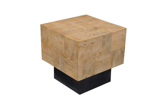 Black And Brown Solid Wood Square End Table By Homeroots | End Tables | Modishstore - 1