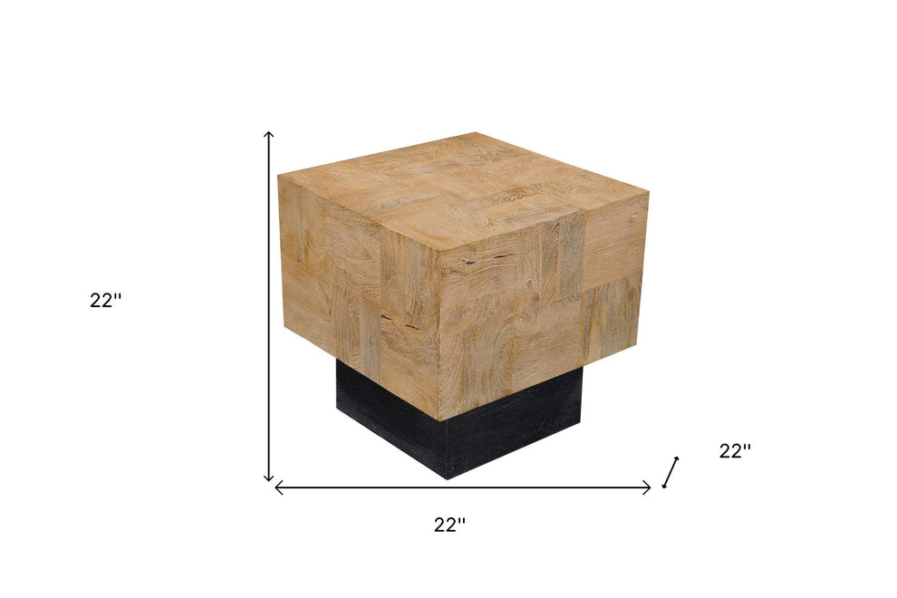 Black And Brown Solid Wood Square End Table By Homeroots | End Tables | Modishstore - 8