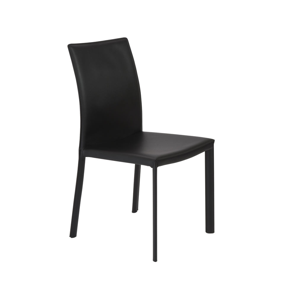 Set of Two Black Upholstered Leather Dining Side Chairs By Homeroots | Dining Chairs | Modishstore - 2
