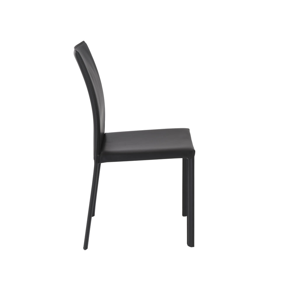 Set of Two Black Upholstered Leather Dining Side Chairs By Homeroots | Dining Chairs | Modishstore - 3