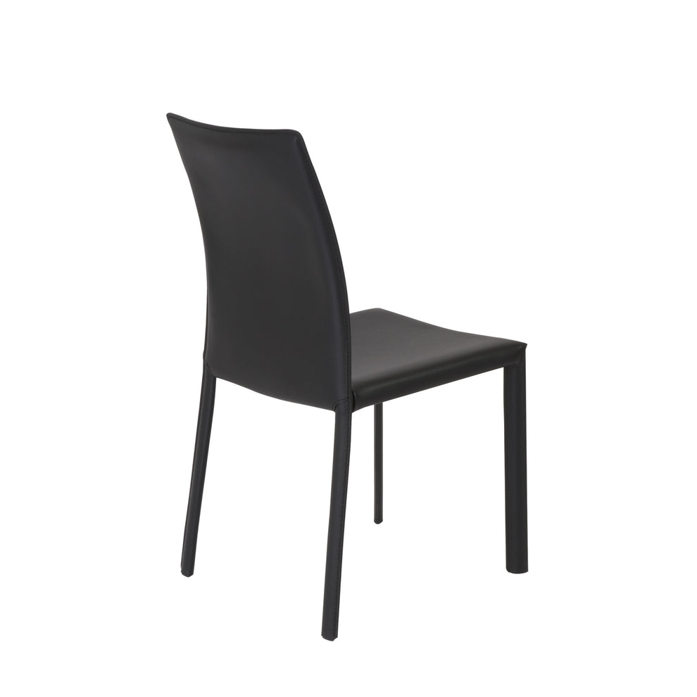 Set of Two Black Upholstered Leather Dining Side Chairs By Homeroots | Dining Chairs | Modishstore - 4