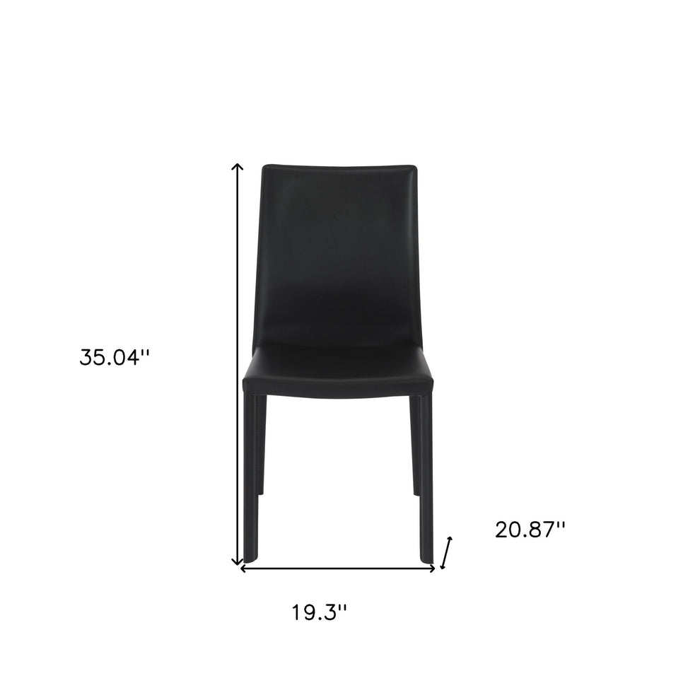 Set of Two Black Upholstered Leather Dining Side Chairs By Homeroots | Dining Chairs | Modishstore - 7