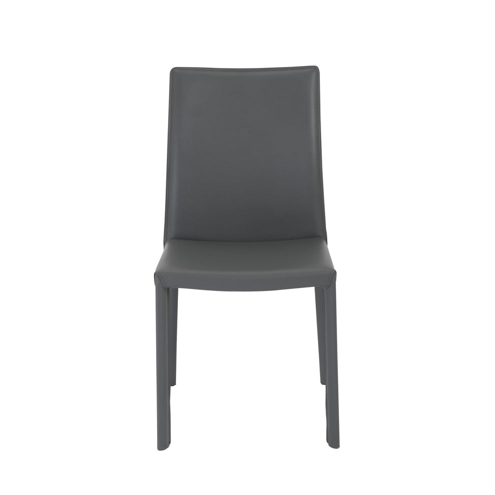 Set of Two Gray Upholstered Leather Dining Side Chairs By Homeroots | Dining Chairs | Modishstore - 2