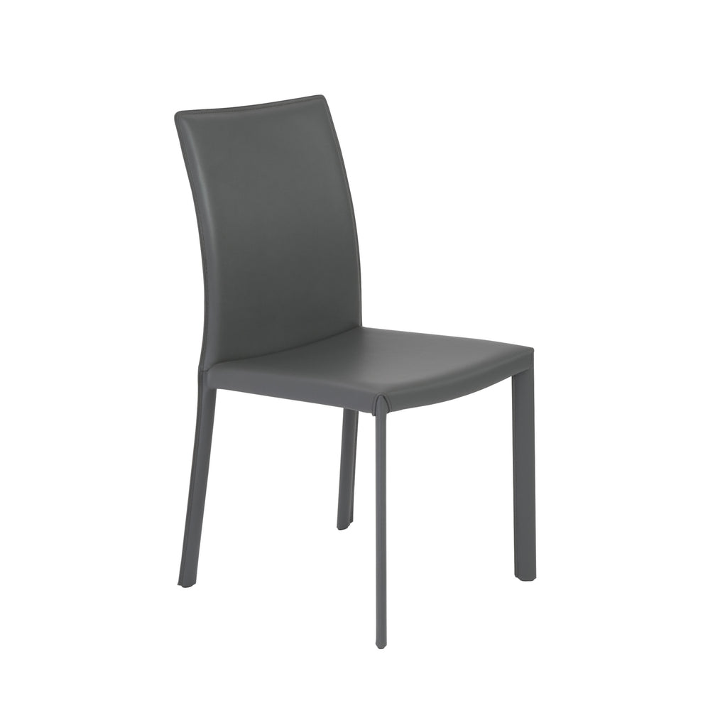 Set of Two Gray Upholstered Leather Dining Side Chairs By Homeroots | Dining Chairs | Modishstore - 3