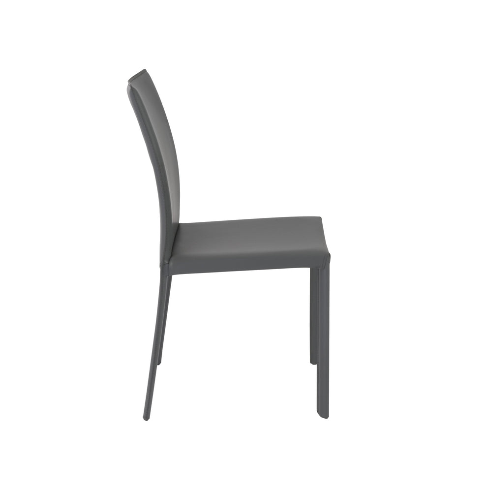 Set of Two Gray Upholstered Leather Dining Side Chairs By Homeroots | Dining Chairs | Modishstore - 4