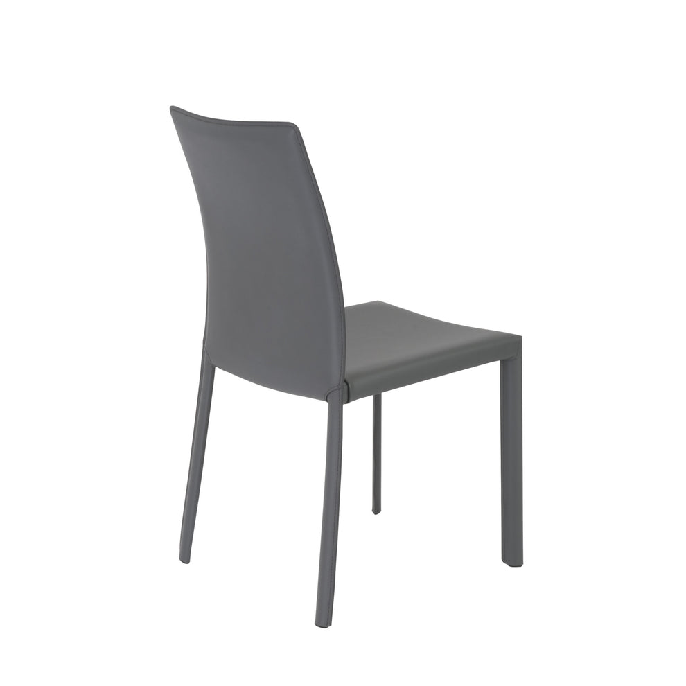 Set of Two Gray Upholstered Leather Dining Side Chairs By Homeroots | Dining Chairs | Modishstore - 5