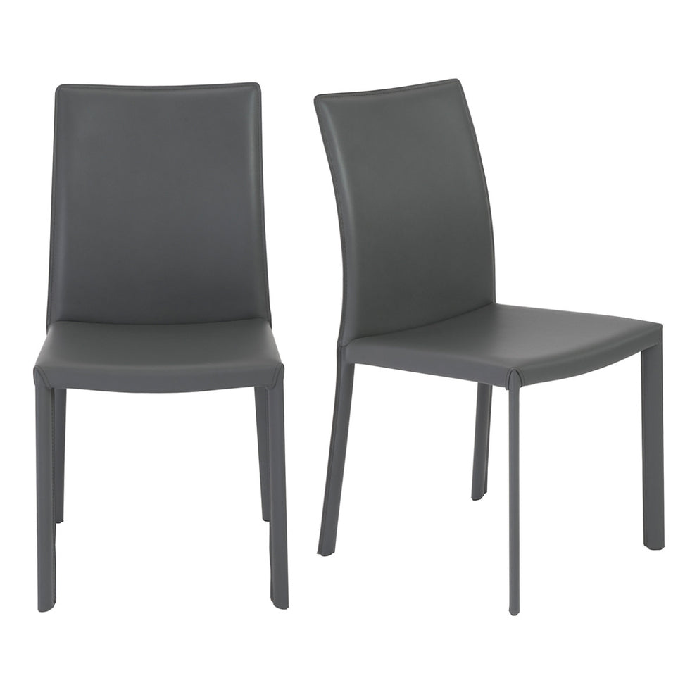Set of Two Gray Upholstered Leather Dining Side Chairs By Homeroots | Dining Chairs | Modishstore - 6