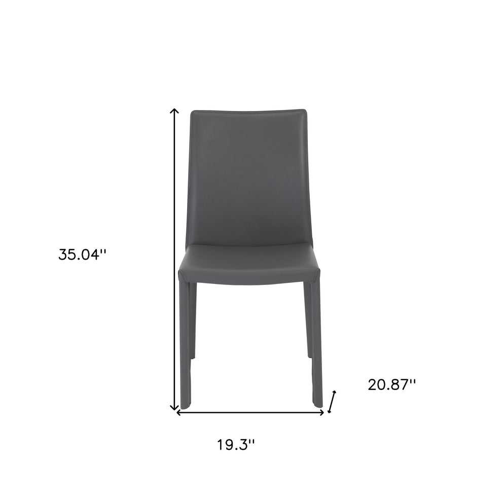 Set of Two Gray Upholstered Leather Dining Side Chairs By Homeroots | Dining Chairs | Modishstore - 7
