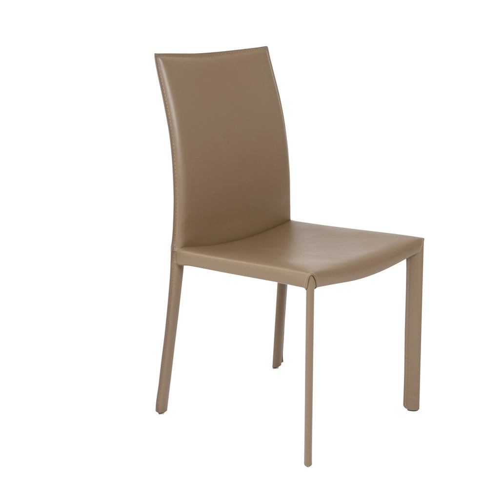 Set of Two Taupe Upholstered Leather Dining Side Chairs By Homeroots | Dining Chairs | Modishstore - 2