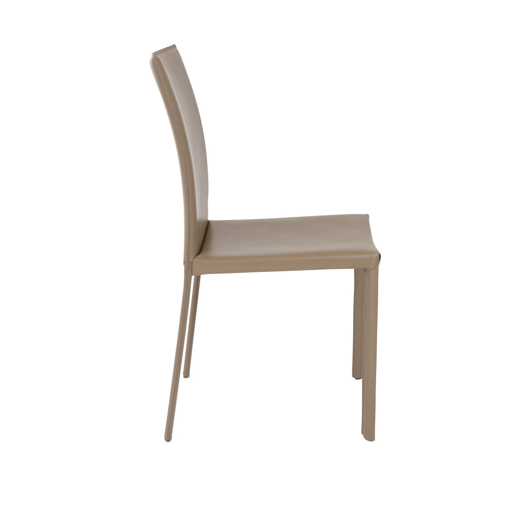 Set of Two Taupe Upholstered Leather Dining Side Chairs By Homeroots | Dining Chairs | Modishstore - 3