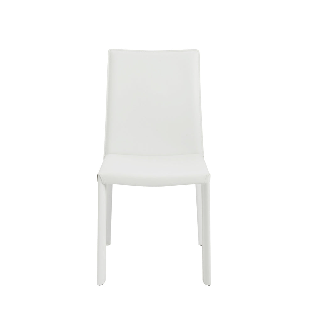 Set of Two White Upholstered Leather Dining Side Chairs By Homeroots | Dining Chairs | Modishstore - 7
