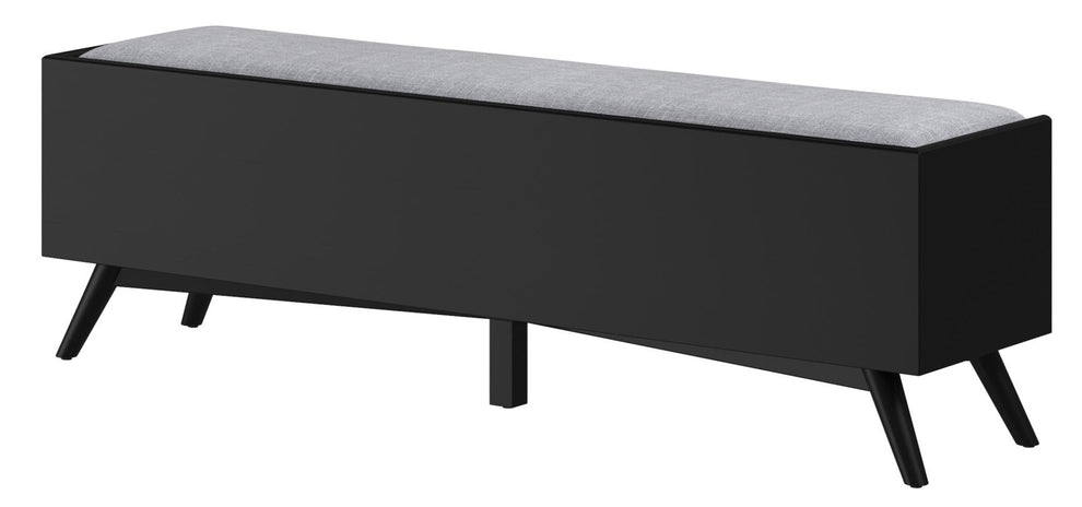 Gray and Black Fabric Upholstered Storage Bench with Drawers By Homeroots | Benches | Modishstore - 2
