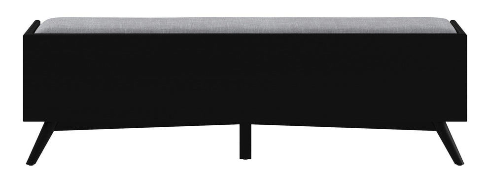 Gray and Black Fabric Upholstered Storage Bench with Drawers By Homeroots | Benches | Modishstore - 5