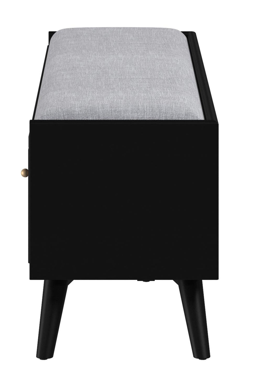 Gray and Black Fabric Upholstered Storage Bench with Drawers By Homeroots | Benches | Modishstore - 4