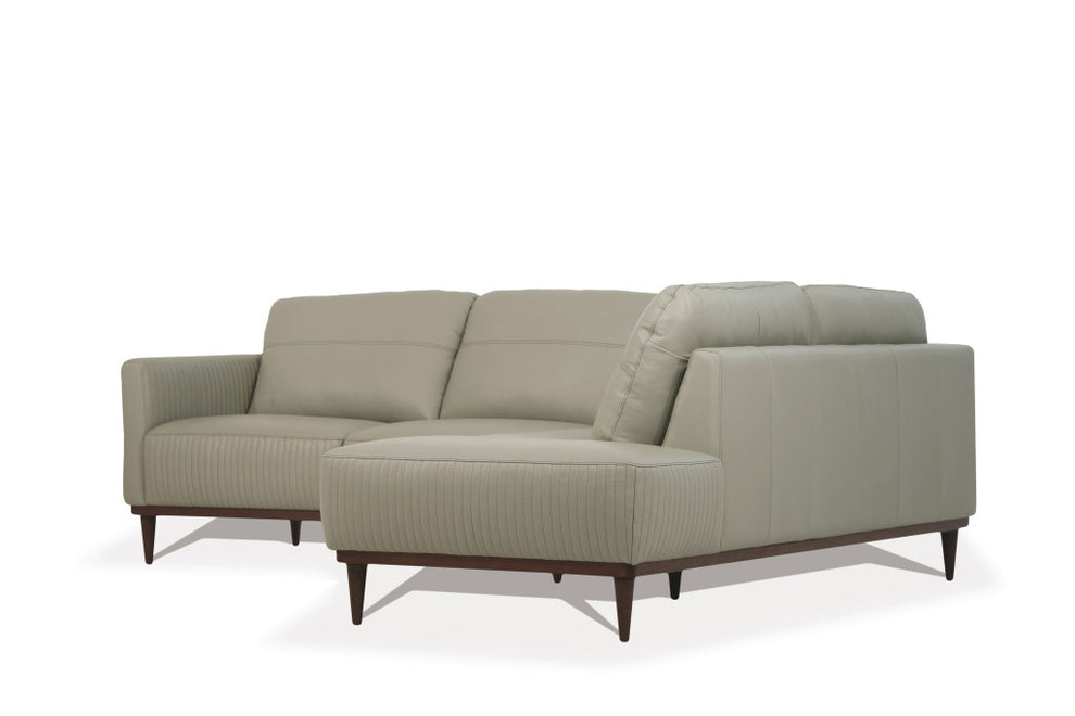 Light Green Leather L Shaped Two Piece Sofa and Chaise Sectional By Homeroots | Outdoor Sofas, Loveseats & Sectionals | Modishstore - 7