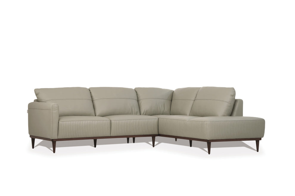 Light Green Leather L Shaped Two Piece Sofa and Chaise Sectional By Homeroots | Outdoor Sofas, Loveseats & Sectionals | Modishstore - 2