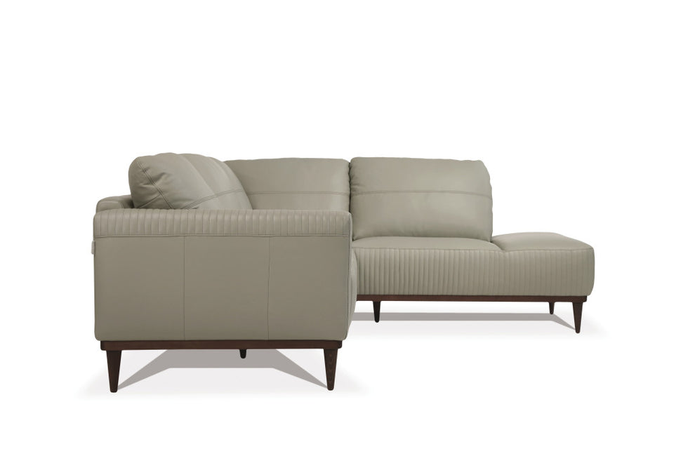 Light Green Leather L Shaped Two Piece Sofa and Chaise Sectional By Homeroots | Outdoor Sofas, Loveseats & Sectionals | Modishstore - 3