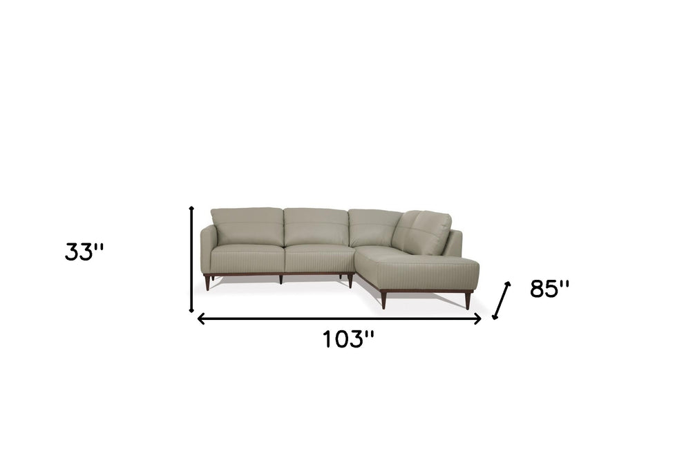 Light Green Leather L Shaped Two Piece Sofa and Chaise Sectional By Homeroots | Outdoor Sofas, Loveseats & Sectionals | Modishstore - 5