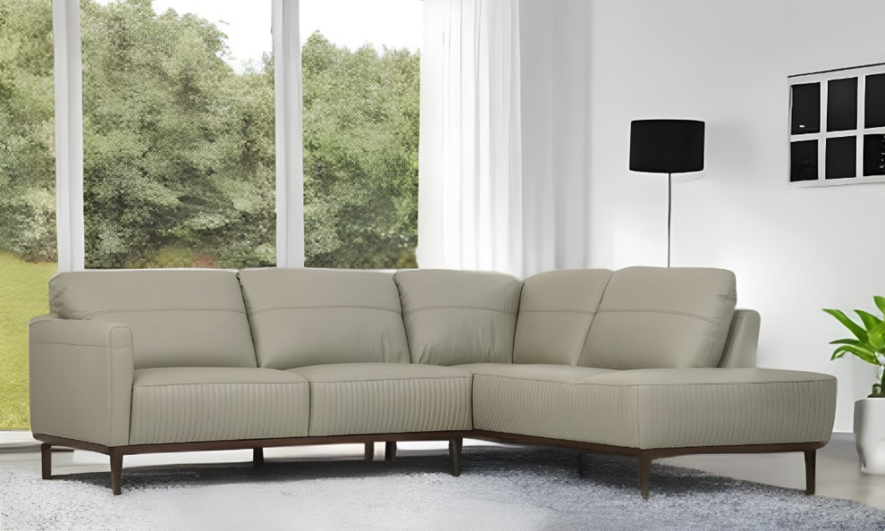 Light Green Leather L Shaped Two Piece Sofa and Chaise Sectional By Homeroots | Outdoor Sofas, Loveseats & Sectionals | Modishstore - 6