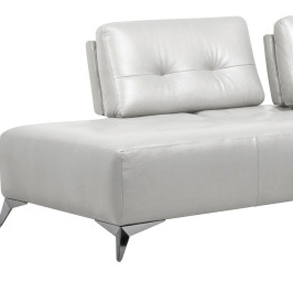 White Leather L Shaped Two Piece Seating Component By Homeroots | Outdoor Sofas, Loveseats & Sectionals | Modishstore - 3