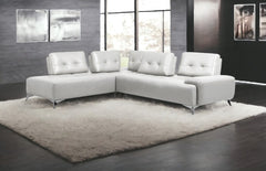 White Leather L Shaped Two Piece Seating Component By Homeroots