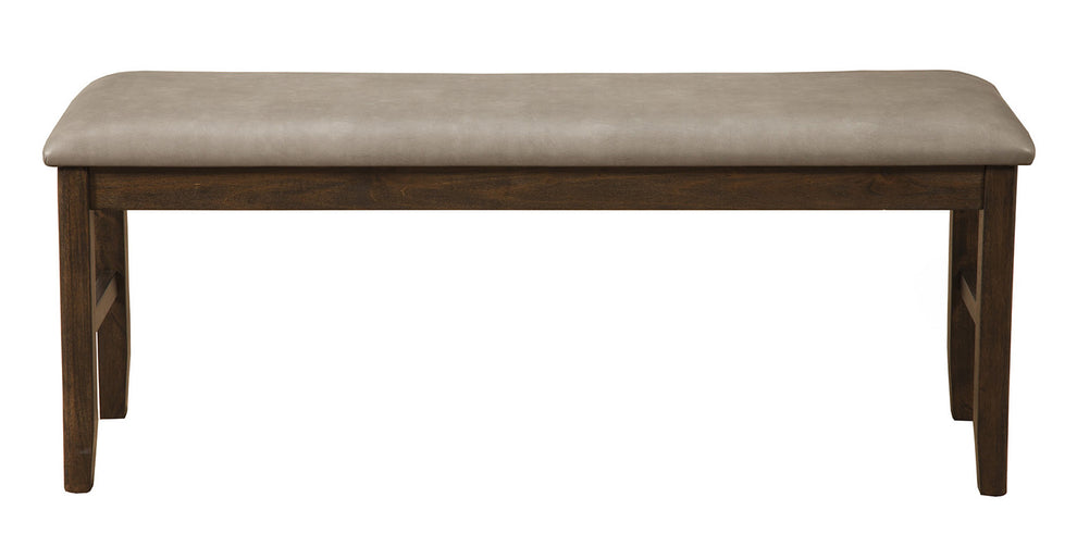 Tan and Dark Brown Faux Leather Distressed Upholstery Dining Bench By Homeroots | Benches | Modishstore - 2