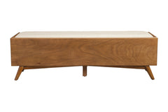 Beige and Brown Upholstered Polyester Blend Bench with Drawers By Homeroots