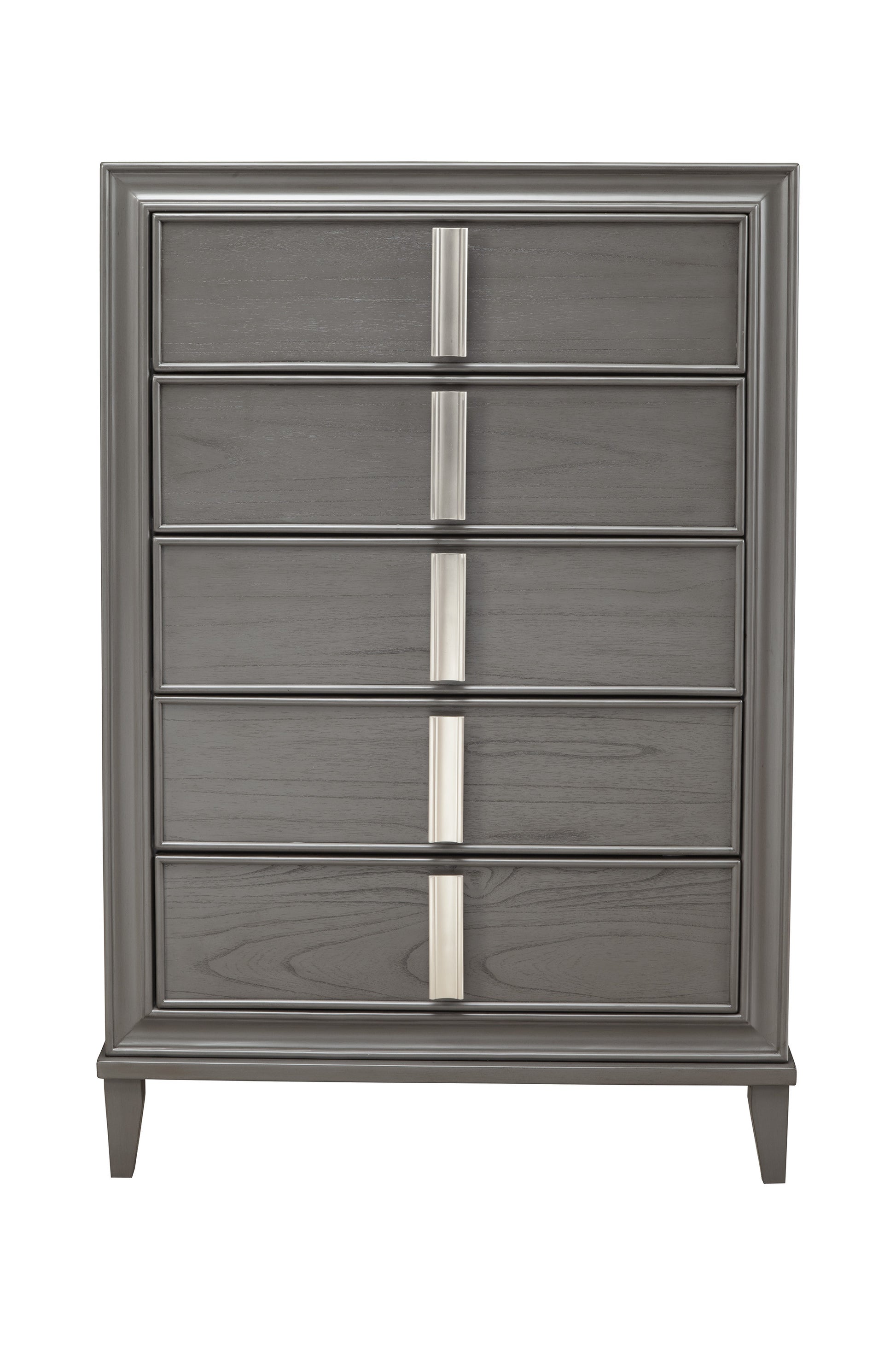 Gray Solid Wood Five Drawer Chest By Homeroots | Dressers | Modishstore - 1