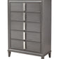 Gray Solid Wood Five Drawer Chest By Homeroots | Dressers | Modishstore - 5