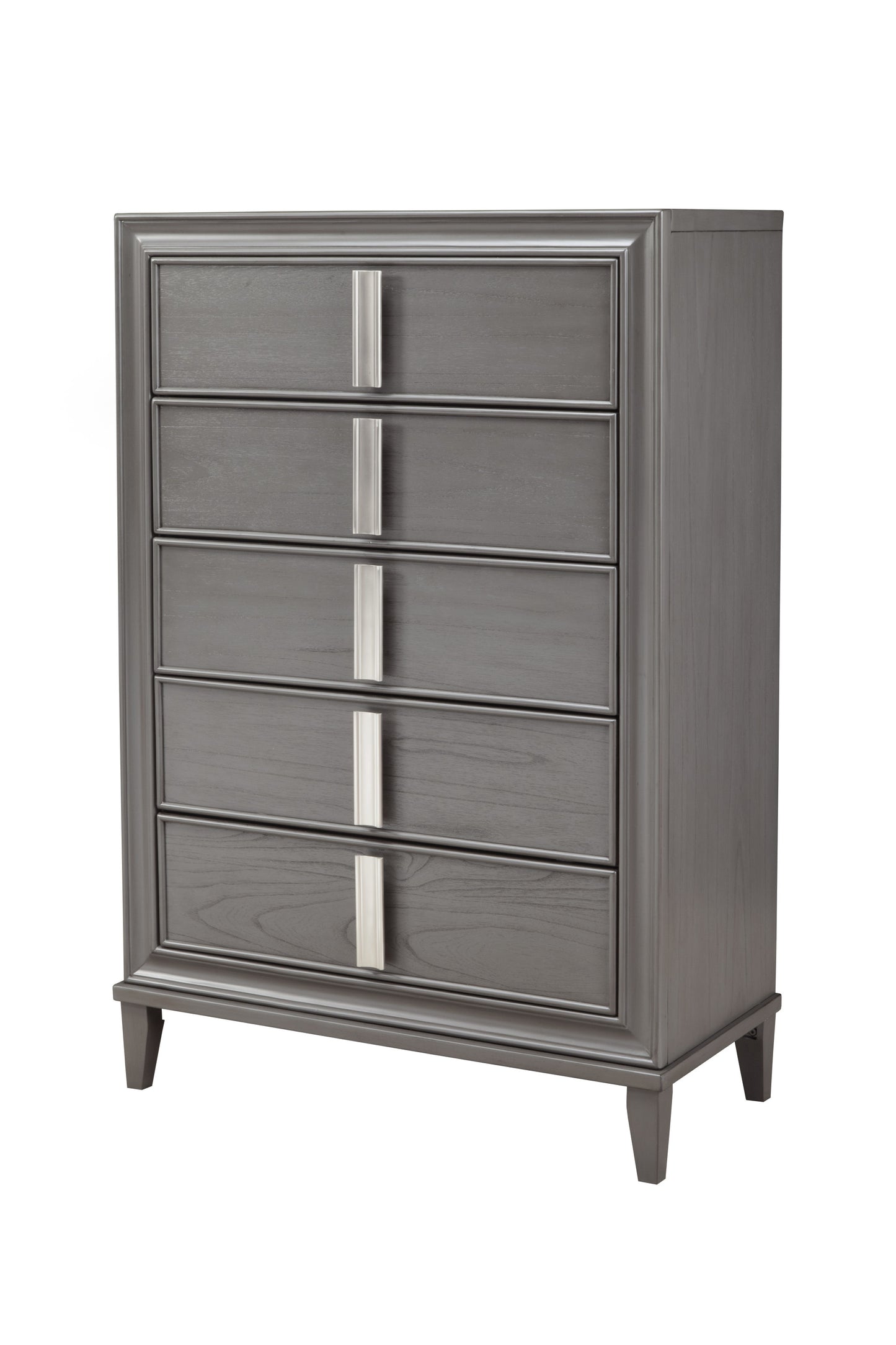 Gray Solid Wood Five Drawer Chest By Homeroots | Dressers | Modishstore - 5
