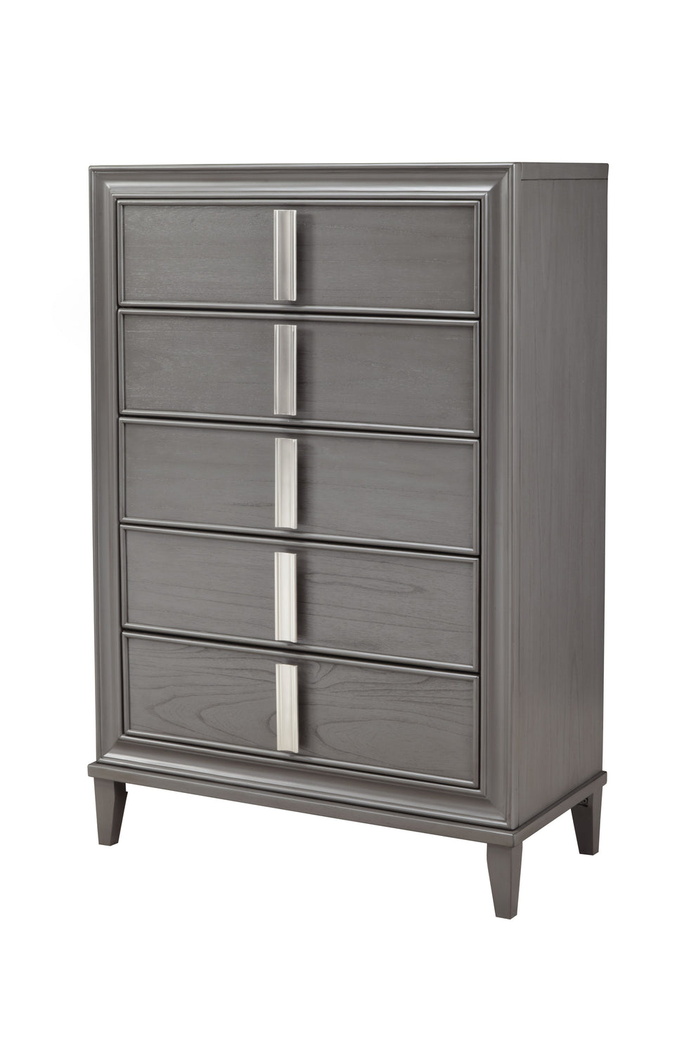Gray Solid Wood Five Drawer Chest By Homeroots | Dressers | Modishstore - 5