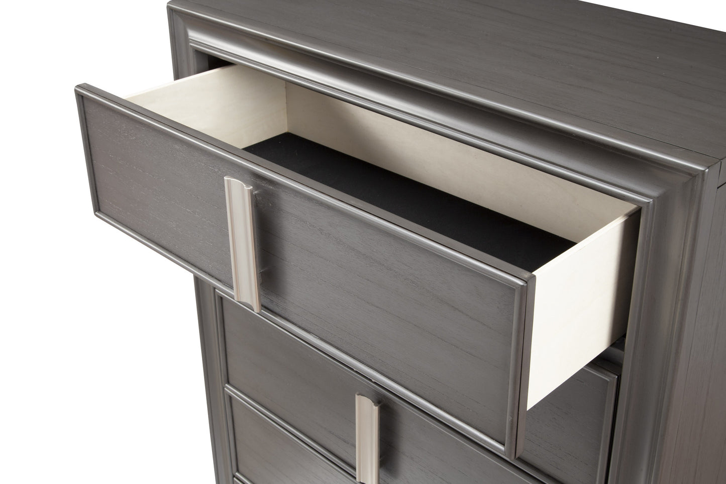 Gray Solid Wood Five Drawer Chest By Homeroots | Dressers | Modishstore - 3