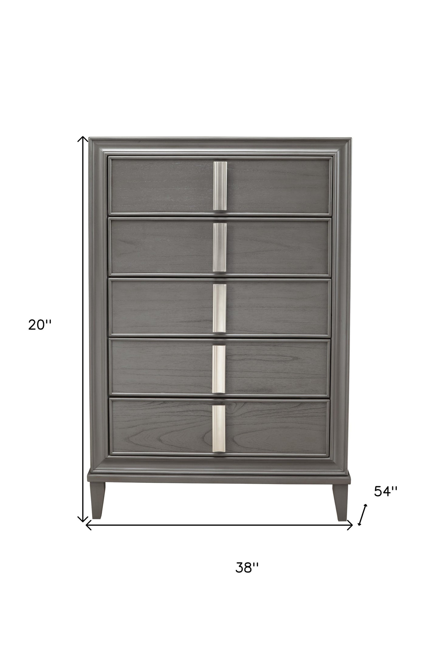 Gray Solid Wood Five Drawer Chest By Homeroots | Dressers | Modishstore - 4
