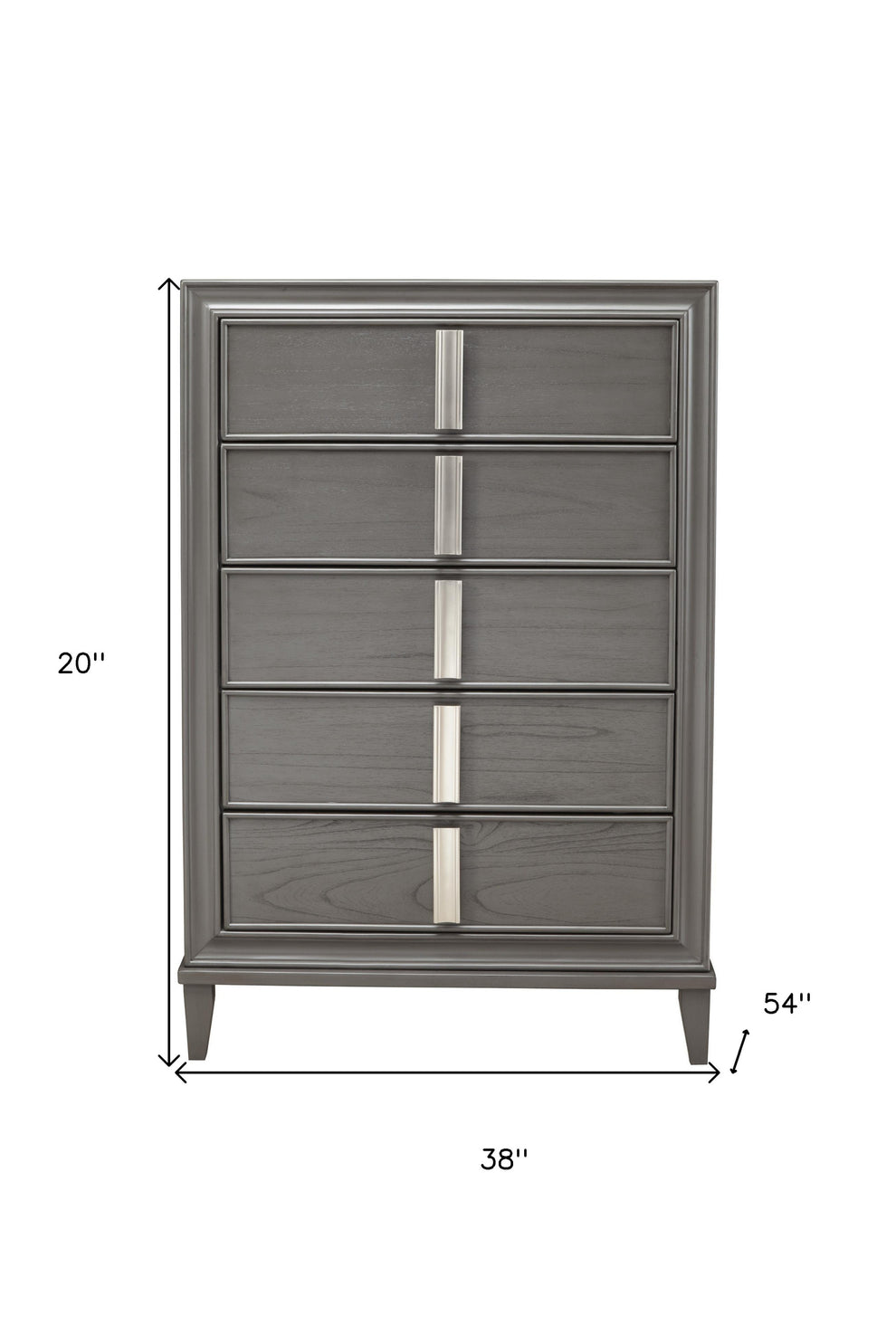 Gray Solid Wood Five Drawer Chest By Homeroots | Dressers | Modishstore - 4