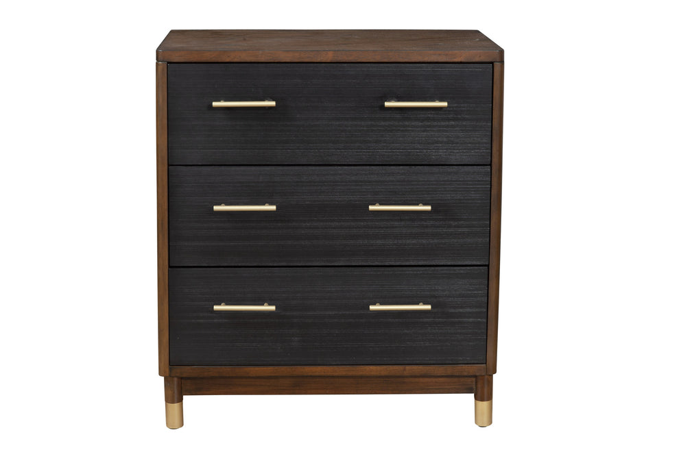 Brown and Black Solid Wood Three Drawer Chest By Homeroots | Dressers | Modishstore - 5