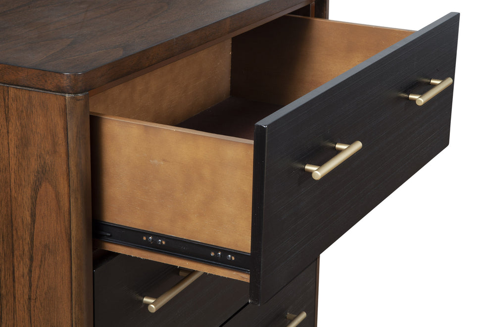 Brown and Black Solid Wood Three Drawer Chest By Homeroots | Dressers | Modishstore - 3