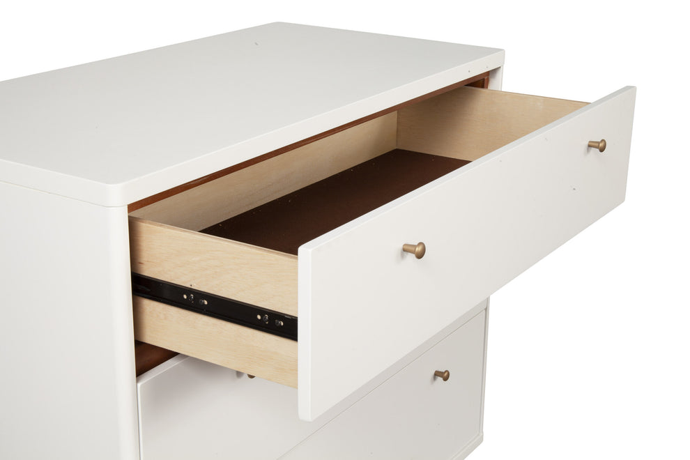 Brown and White Solid Wood Three Drawer Chest By Homeroots | Dressers | Modishstore - 5