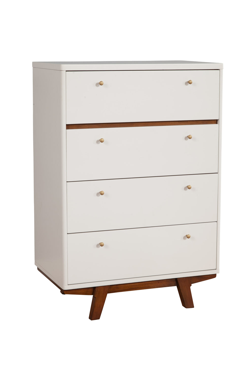 Brown and White Solid Wood Four Drawer Chest By Homeroots | Dressers | Modishstore - 2