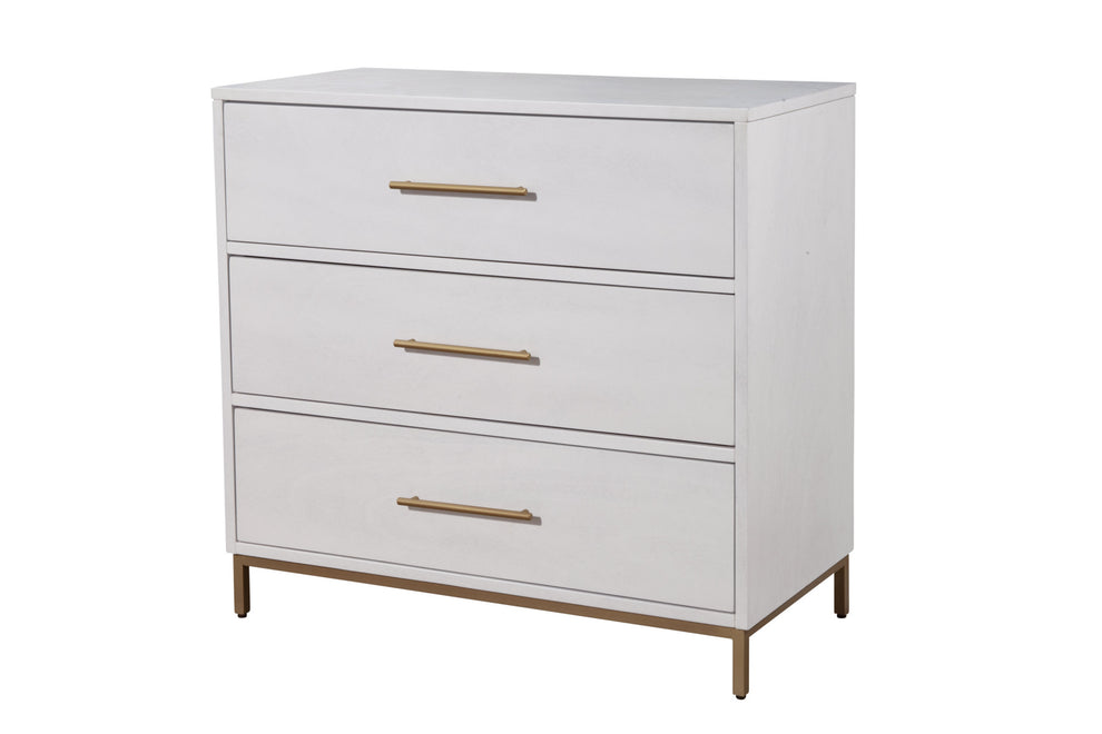 White Solid Wood Three Drawer Chest By Homeroots | Dressers | Modishstore - 2