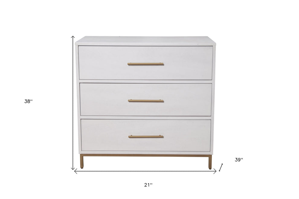 White Solid Wood Three Drawer Chest By Homeroots | Dressers | Modishstore - 4