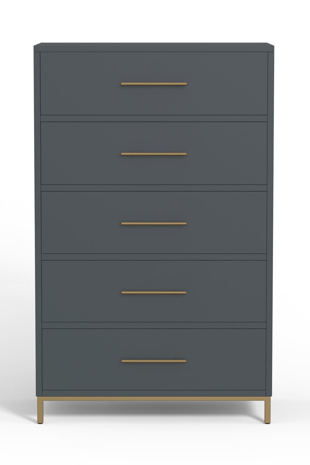 Gray Solid Wood Five Drawer Dresser By Homeroots | Dressers | Modishstore - 2