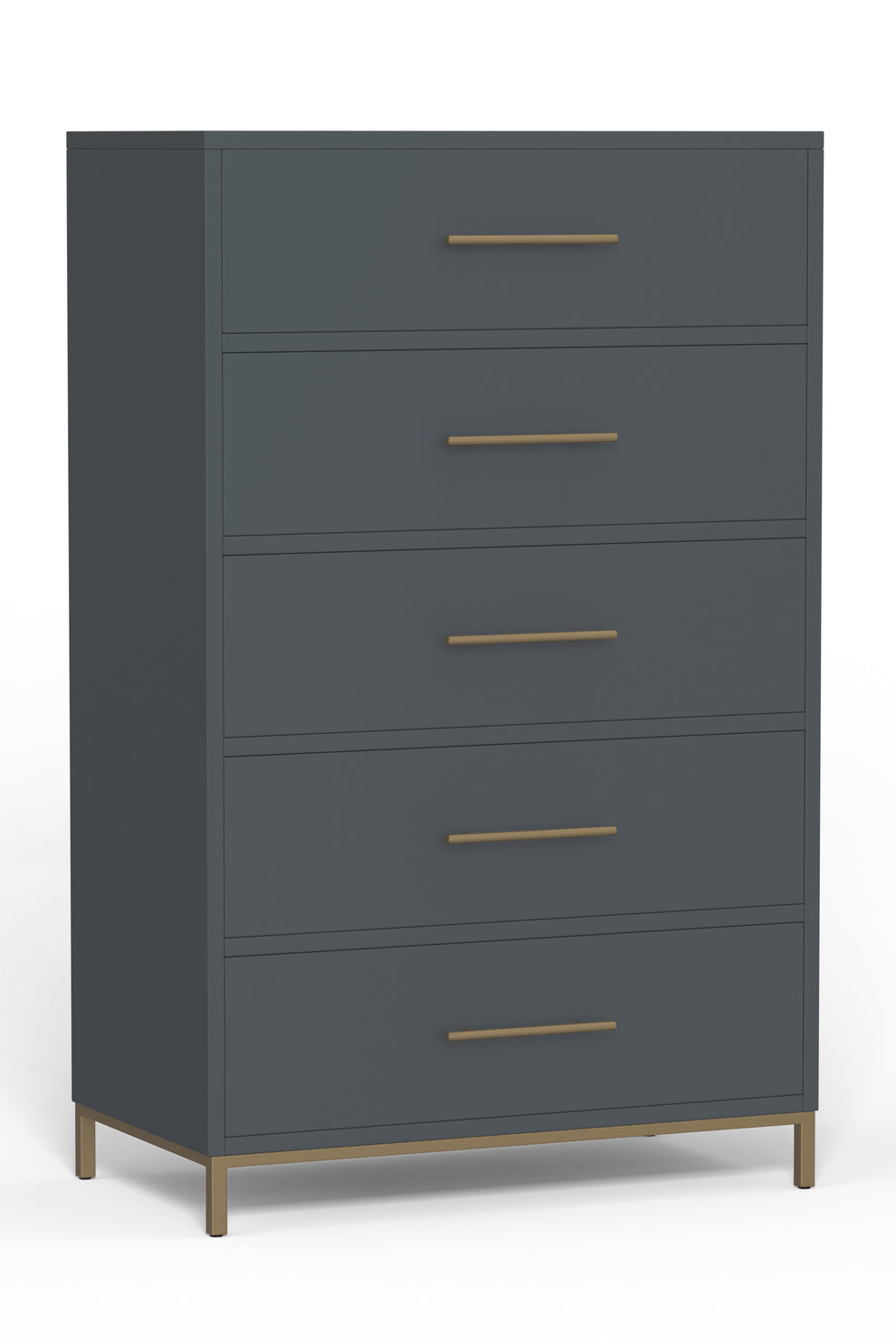 Gray Solid Wood Five Drawer Dresser By Homeroots | Dressers | Modishstore - 3