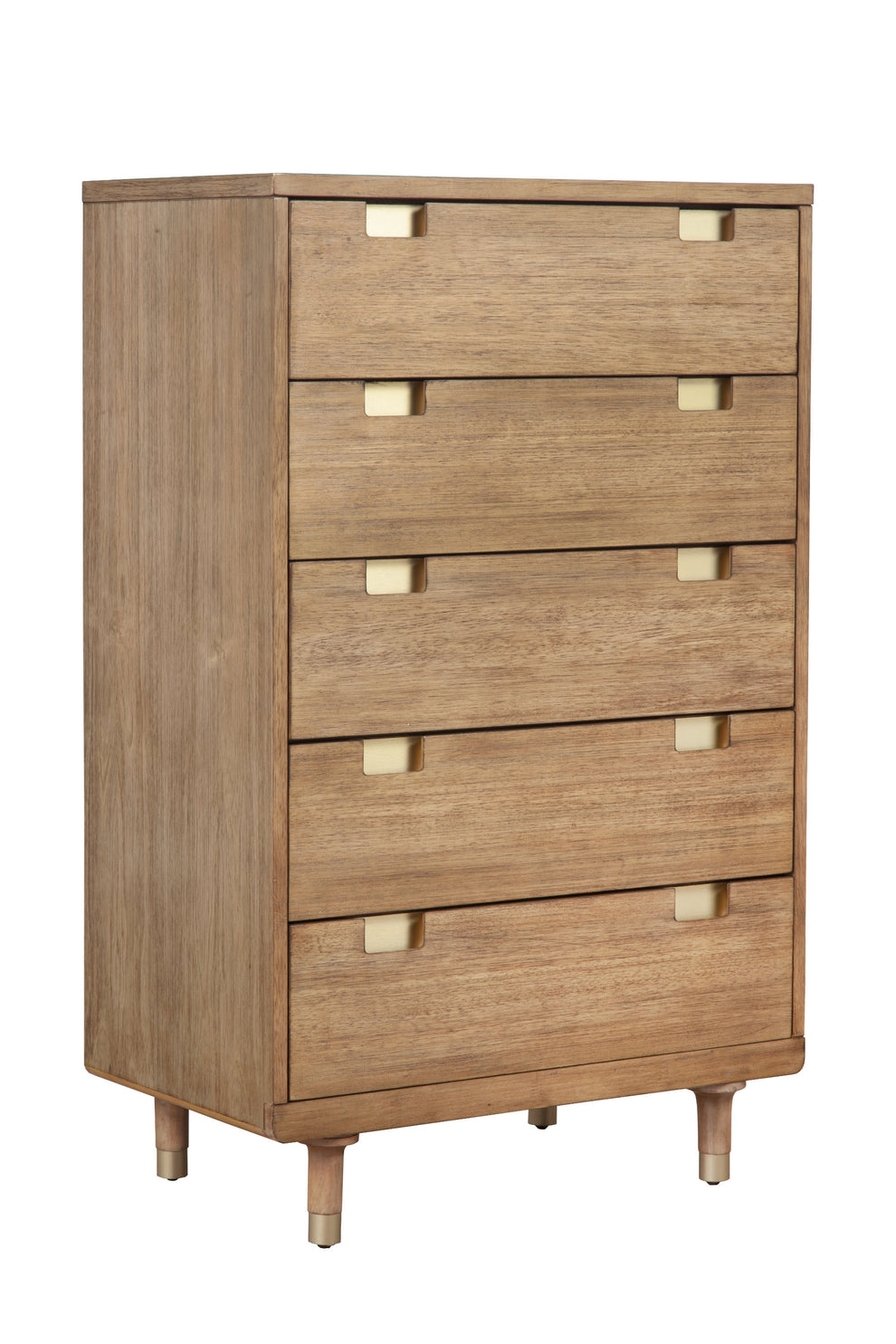 Brown Solid Wood Five Drawer Dresser By Homeroots | Dressers | Modishstore - 3