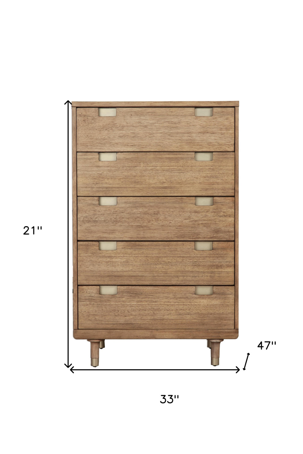 Brown Solid Wood Five Drawer Dresser By Homeroots | Dressers | Modishstore - 2