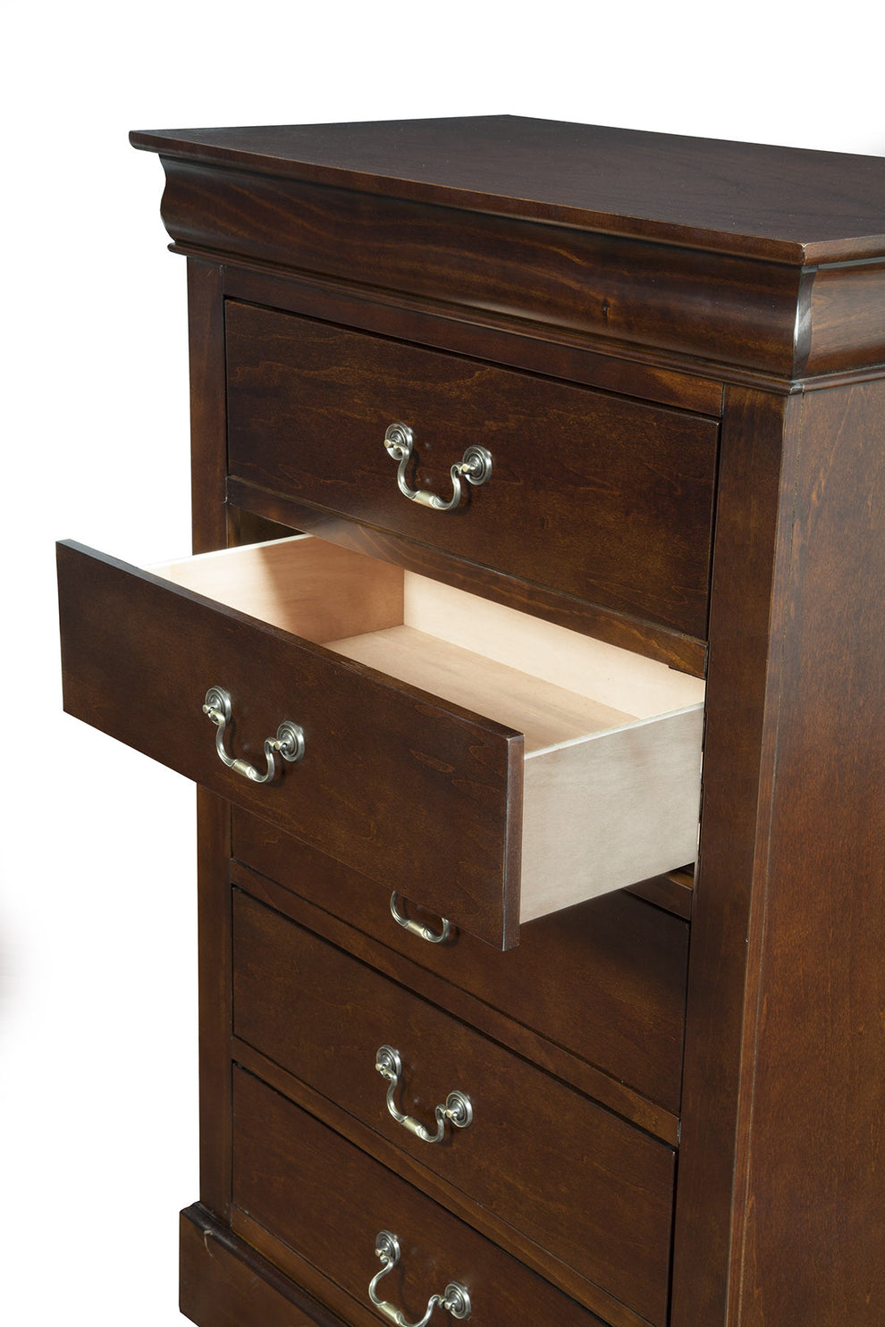 Brown Solid Wood Five Drawer Chest By Homeroots | Dressers | Modishstore - 3