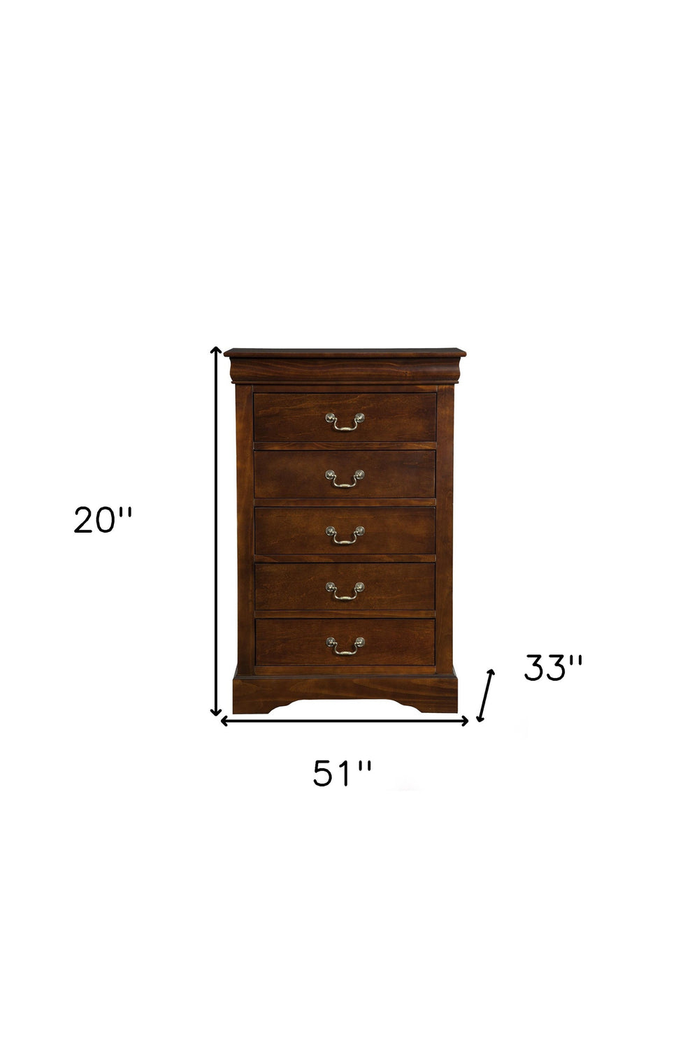 Brown Solid Wood Five Drawer Chest By Homeroots | Dressers | Modishstore - 5