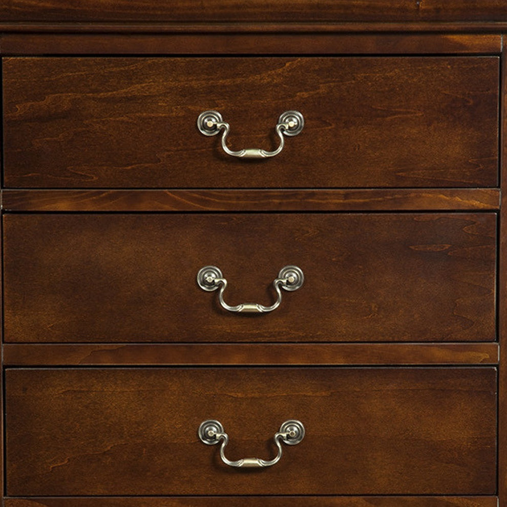 Brown Solid Wood Five Drawer Chest By Homeroots | Dressers | Modishstore - 4