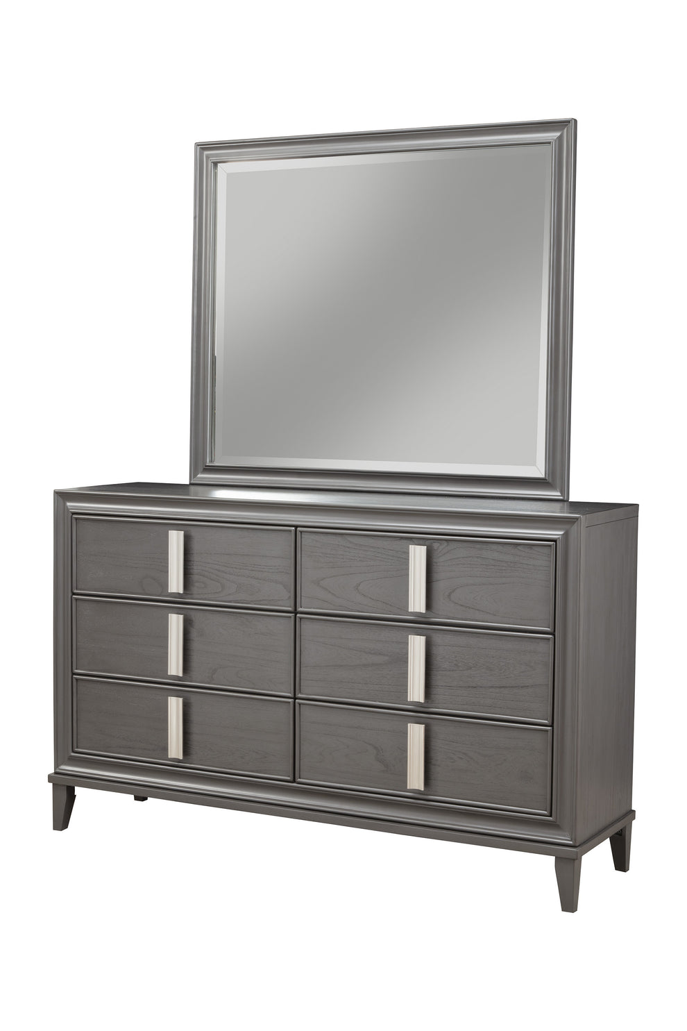 Dark Gray Solid Wood Six Drawer Double Dresser By Homeroots | Dressers | Modishstore - 2