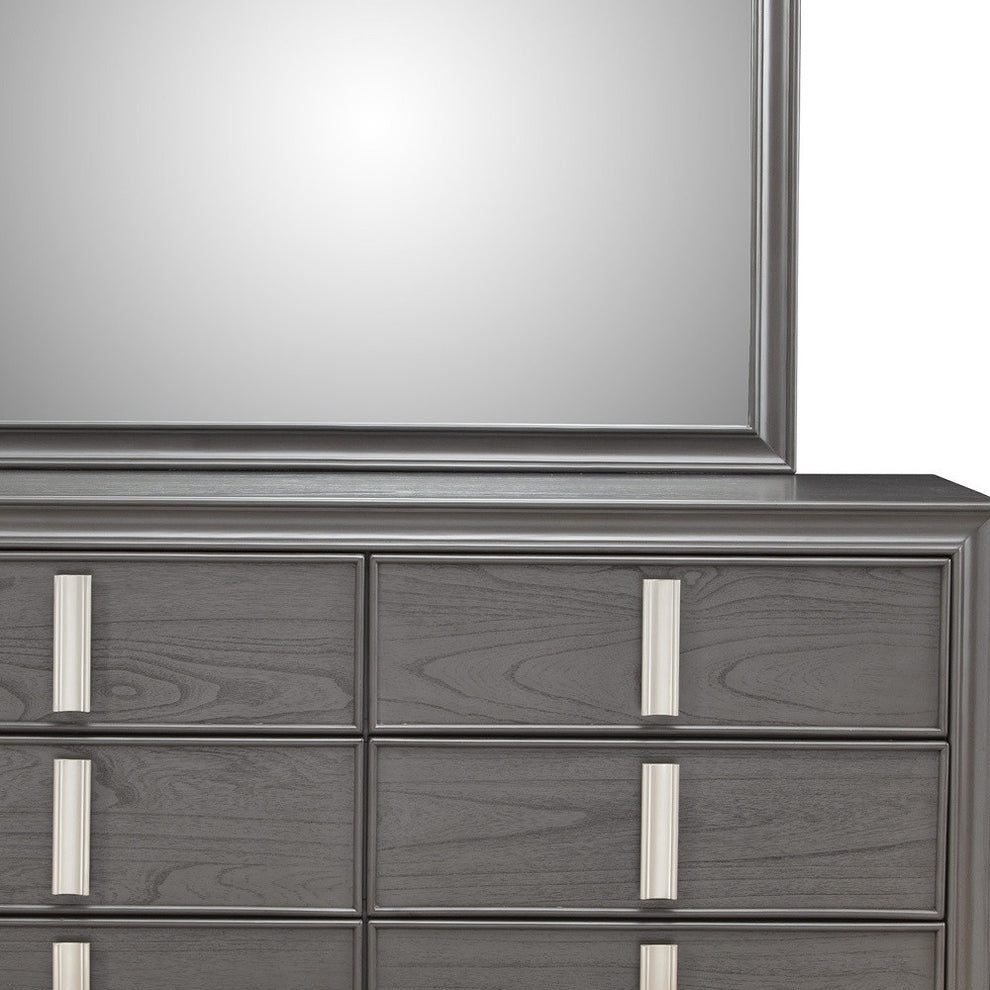 Dark Gray Solid Wood Six Drawer Double Dresser By Homeroots | Dressers | Modishstore - 4